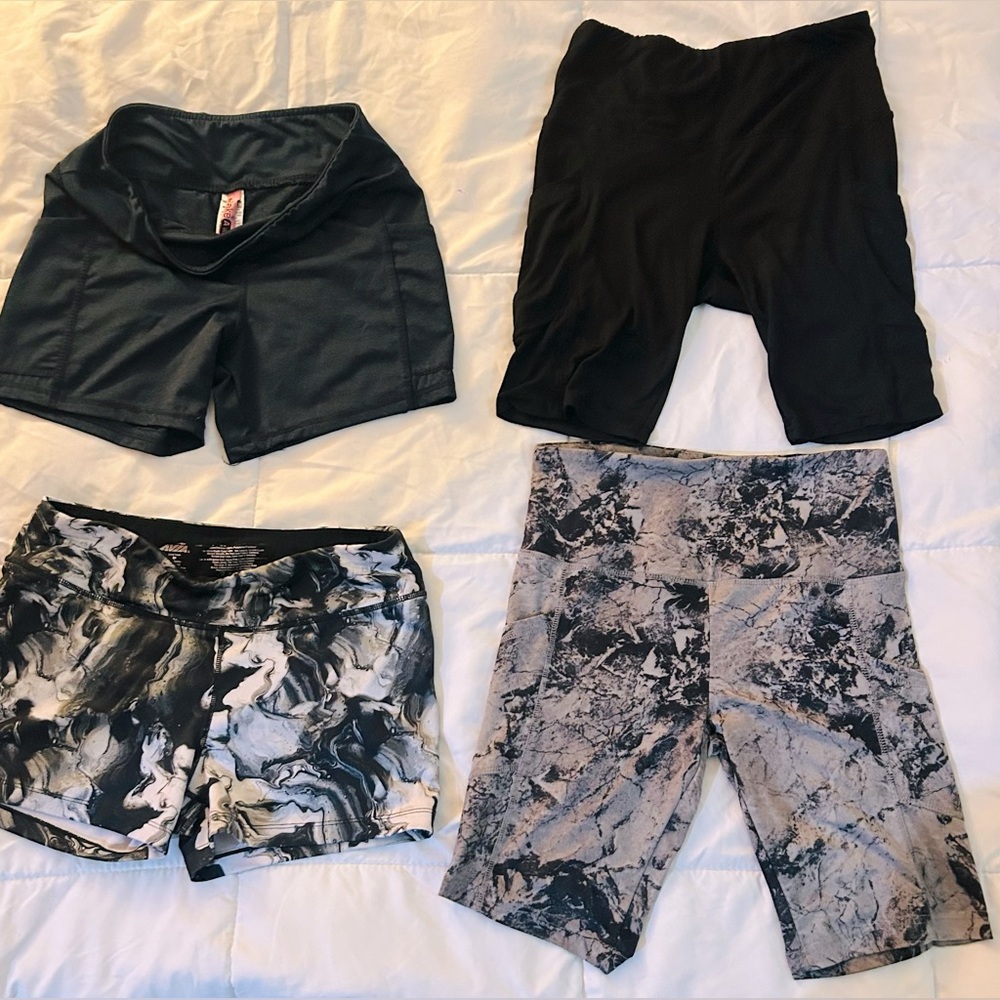 🔥 Lot of 4 Women’s Shorts – Size M (Biker + Workout) 🔥